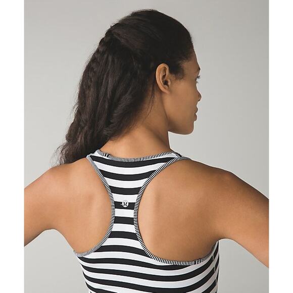 LULULEMON Women's Cool Racerback In Apex Stripe Black White - Picture 5 of 8